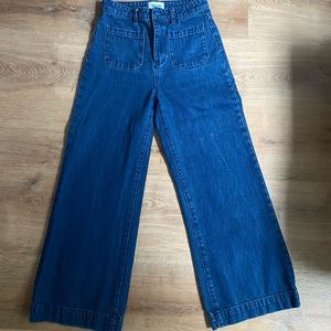 Rollas Sailor High Rise Dark blue Wide Leg Jeans.